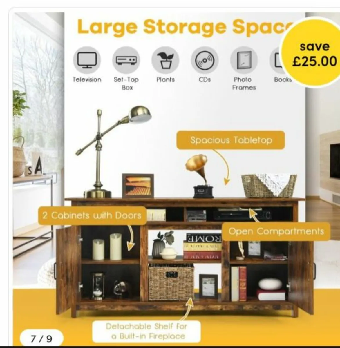 Brand new in box rustic oak sideboard TV stand - Image 3