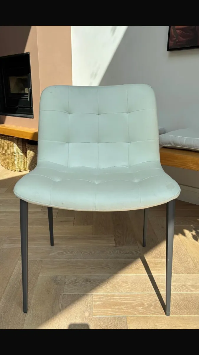 2 White Button Backed Chairs - Image 1