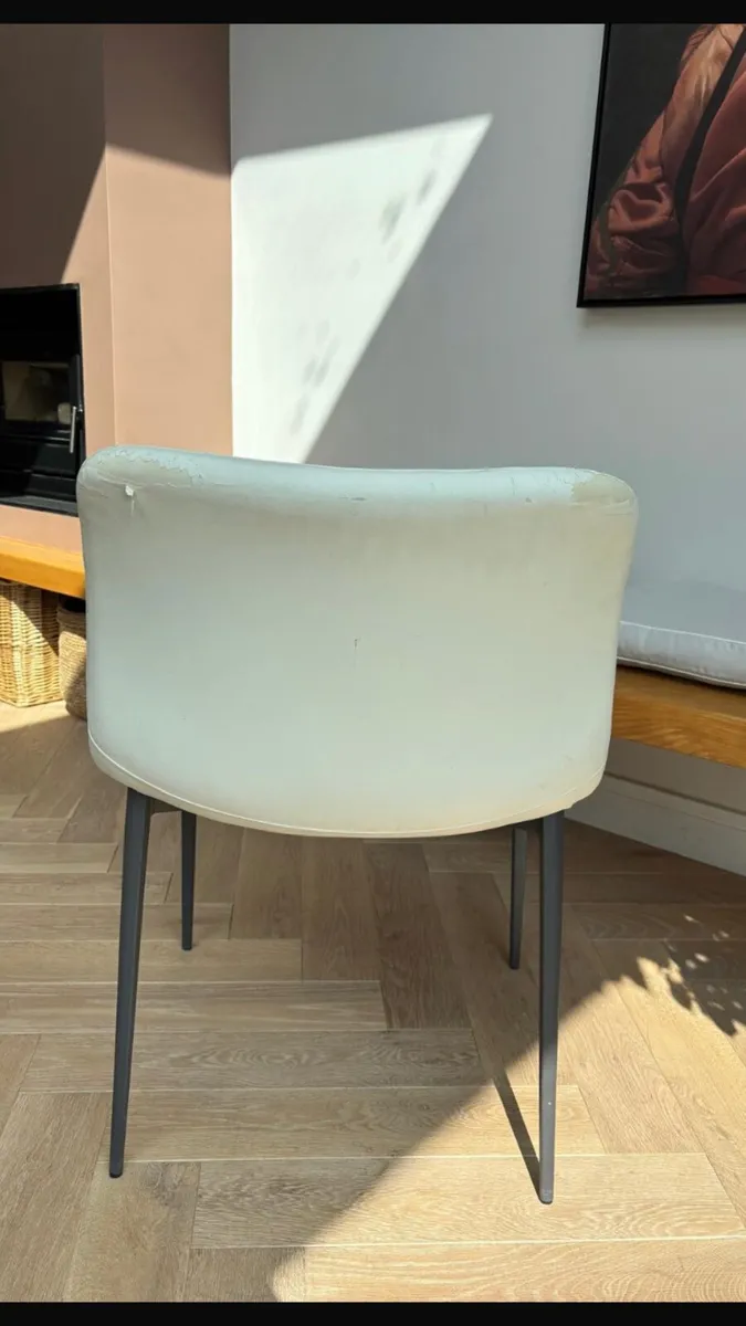 2 White Button Backed Chairs - Image 2