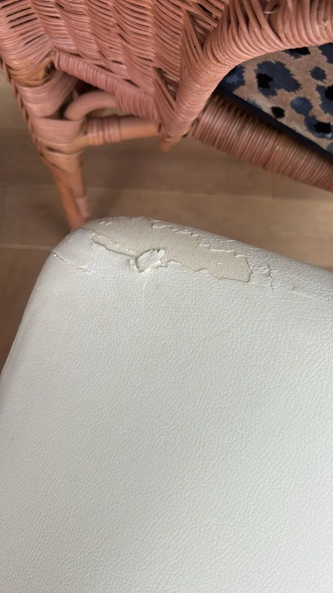 2 White Button Backed Chairs - Image 4