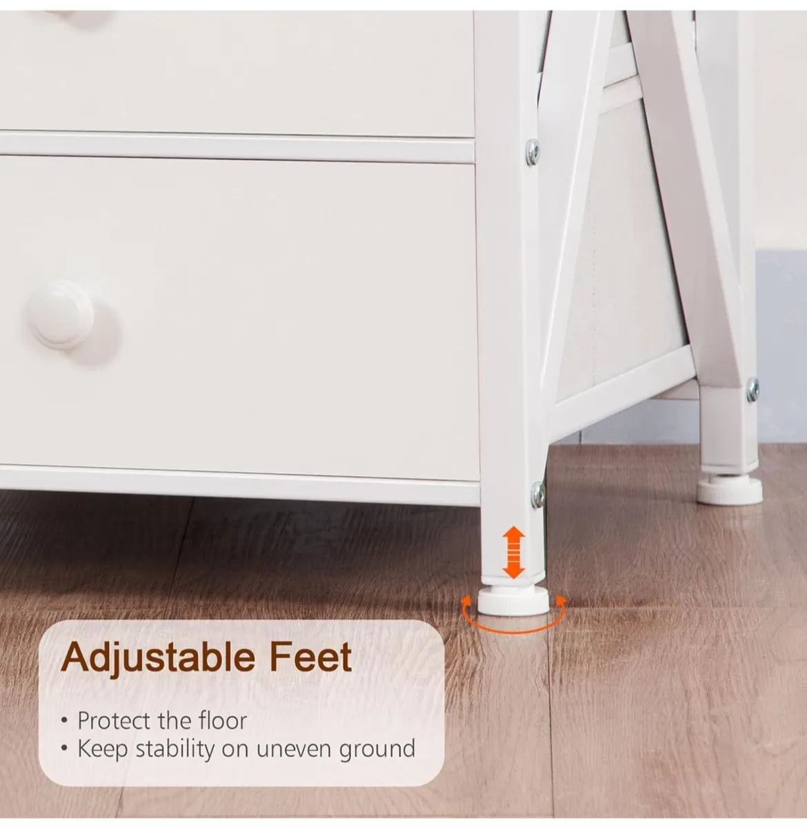 Bedside Table Set of 2 with Charging Station, Side - Image 2