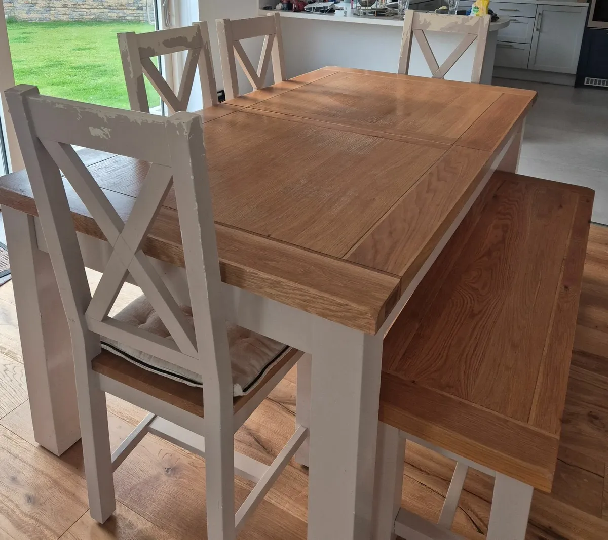 Dining table, chairs and bench for sale - Image 1