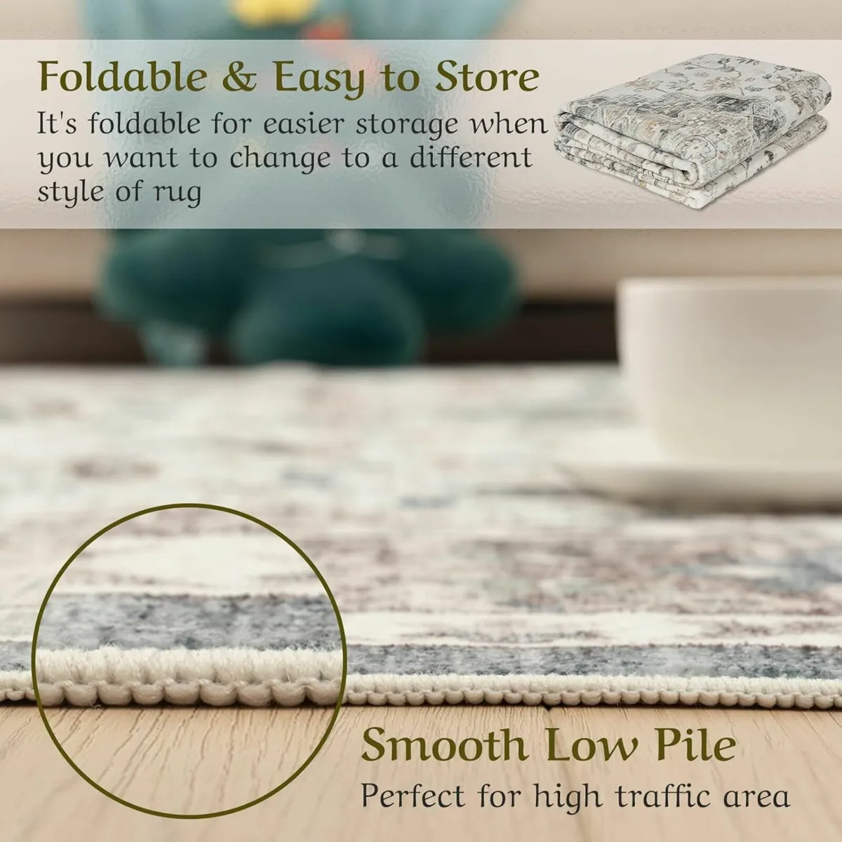 Vintage Area Rug Living Room Beige Green 300*400cm - Image 2