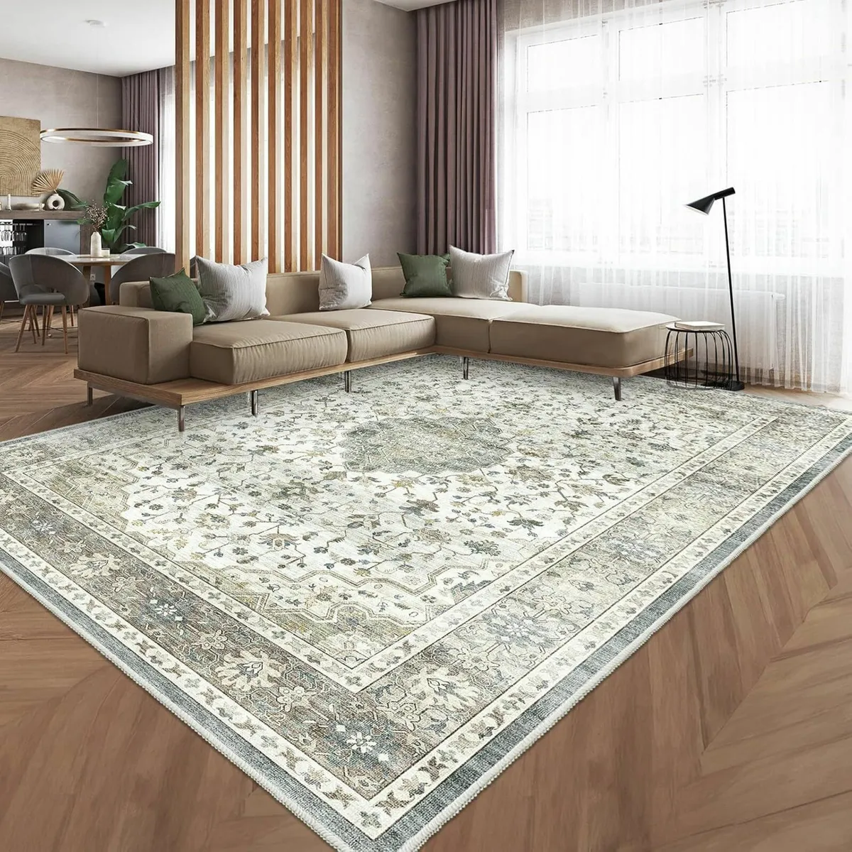 Vintage Area Rug Living RoomBeige Green 240*340cm - Image 1