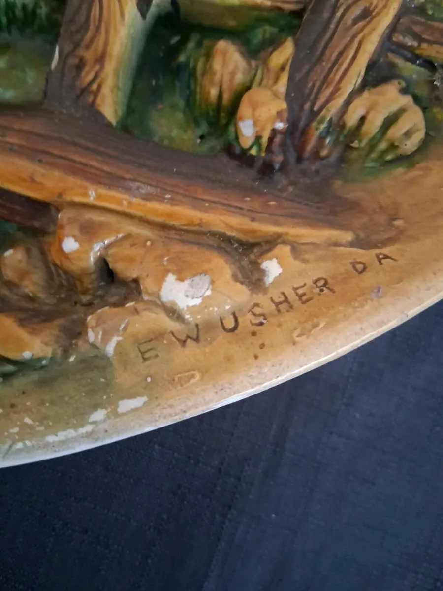 Vintage Chalkware Cottage Art Wall Plaque - Image 3