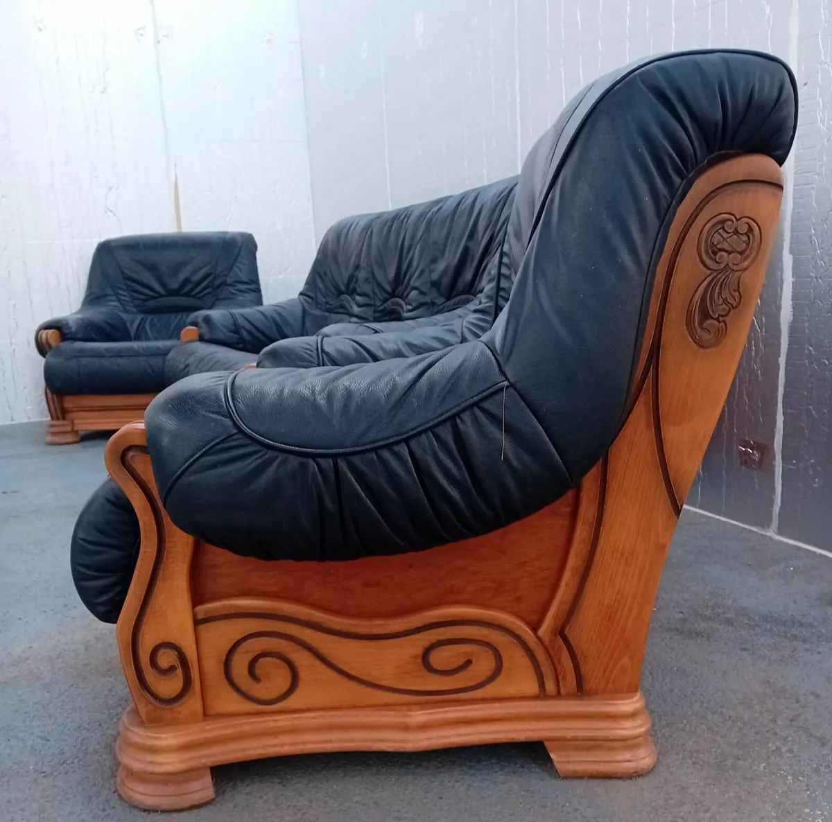 Dutch Leather Suite & Armchairs - Image 3