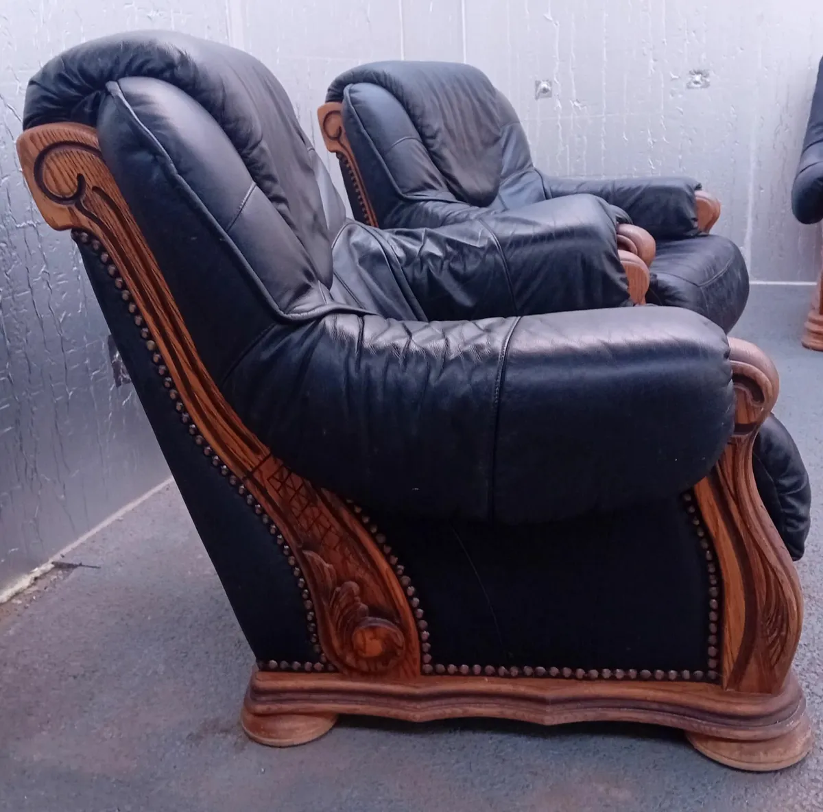 Dutch Leather Suite & Armchairs - Image 4