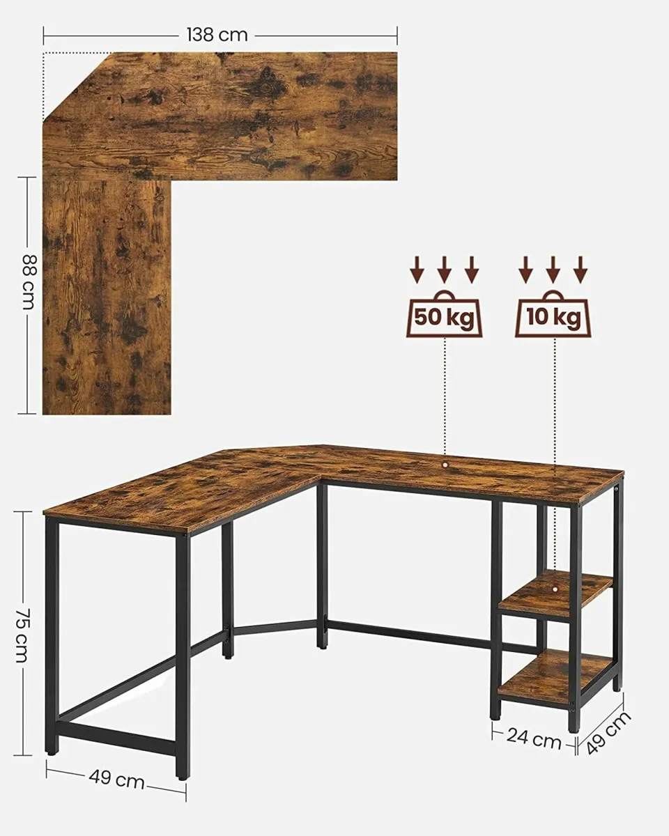 New Industrial L Shaped Office Desk - FREE P&P - Image 2