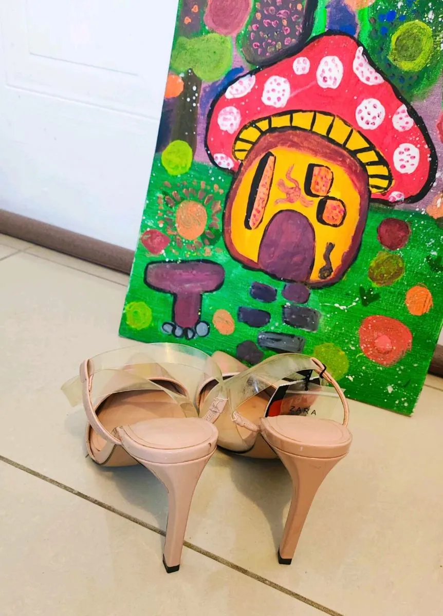 Zara Trafaluc Elegant Nude Heels with Clear Straps - Image 3
