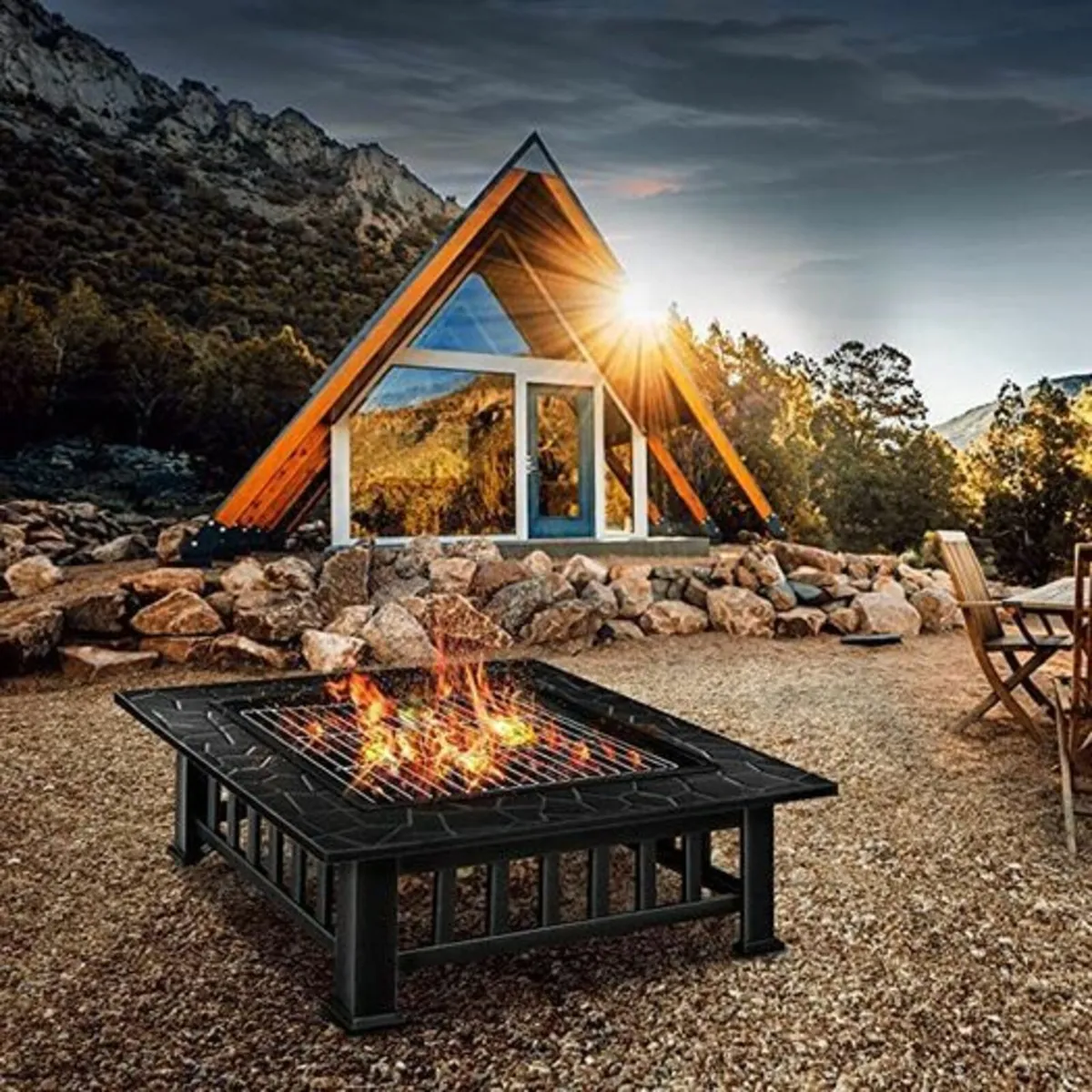Fire Bowl with Spark Protection & Grill Grate | Ou - Image 4