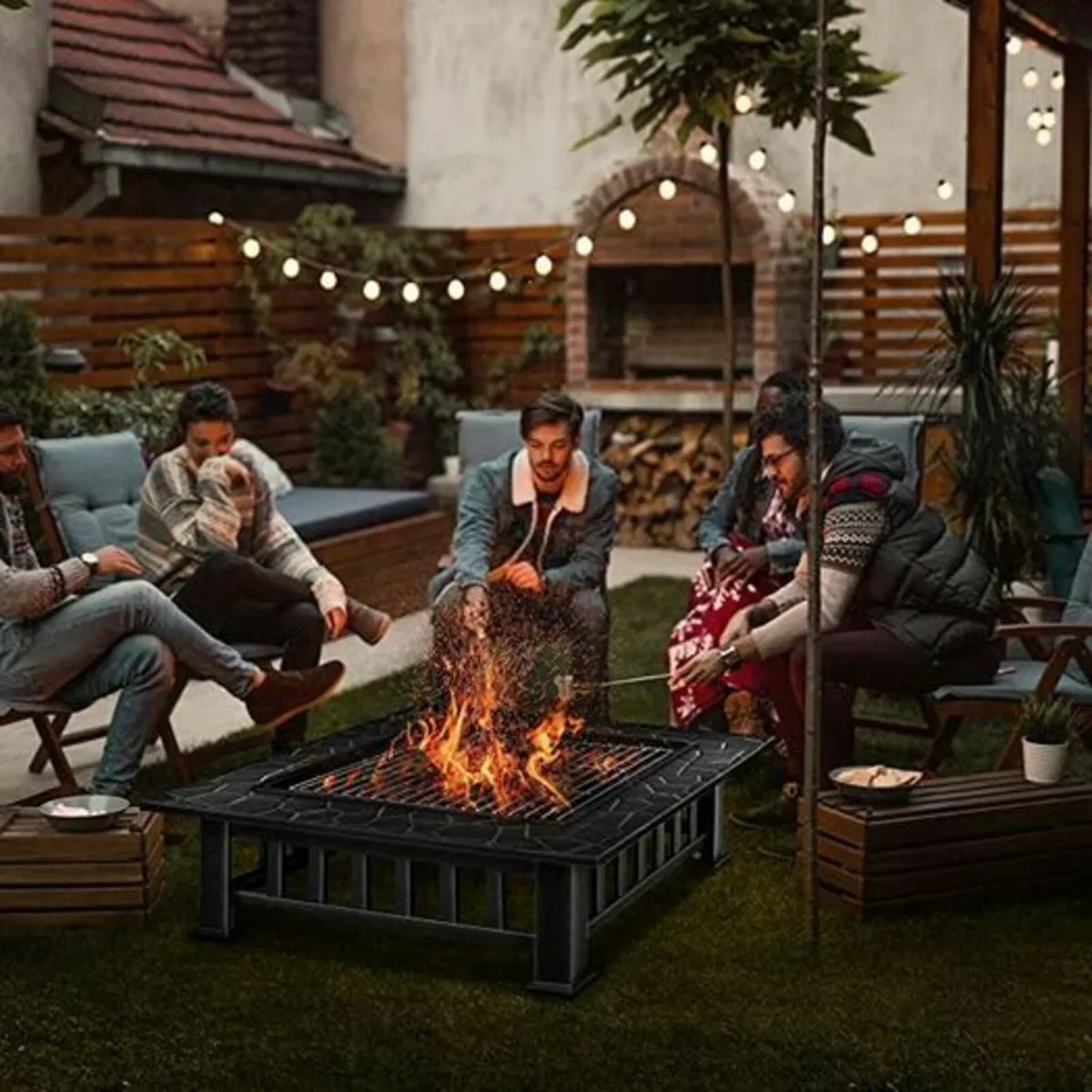 Fire Bowl with Spark Protection & Grill Grate - Image 3