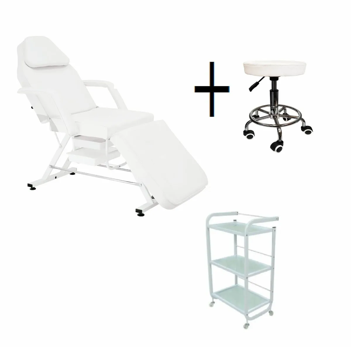 Beauty Bed With Drawers trolley shelf and stool - Image 2