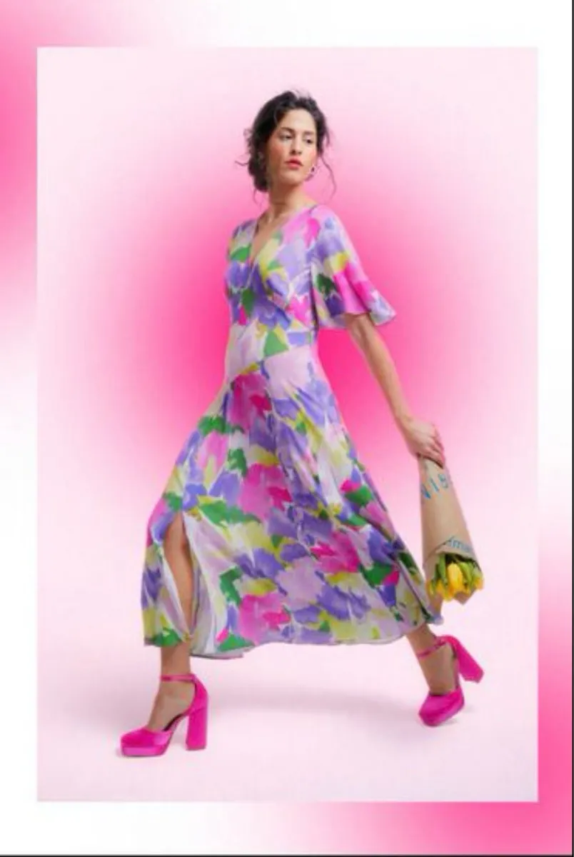 BRAND NEW Ladies Pink/Purple Summer Floral Dress - Image 1