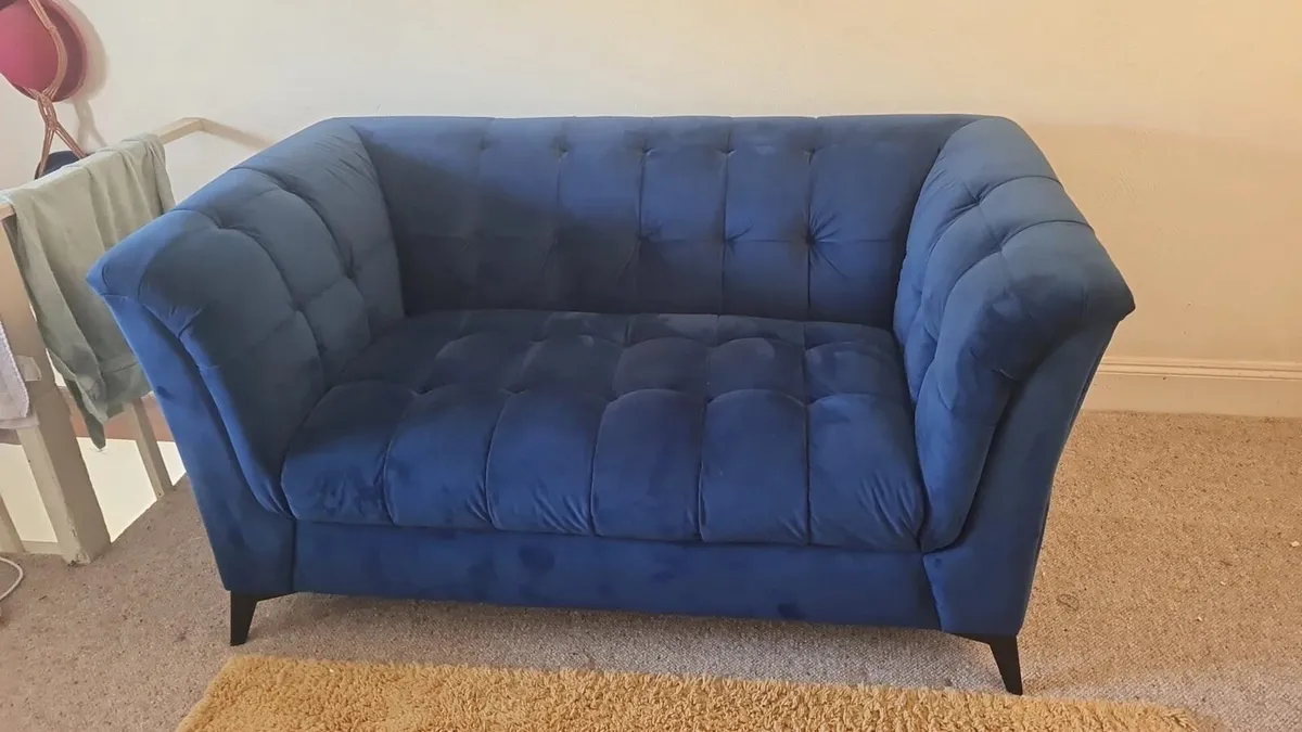Blue Velvet Sofa - Image 1