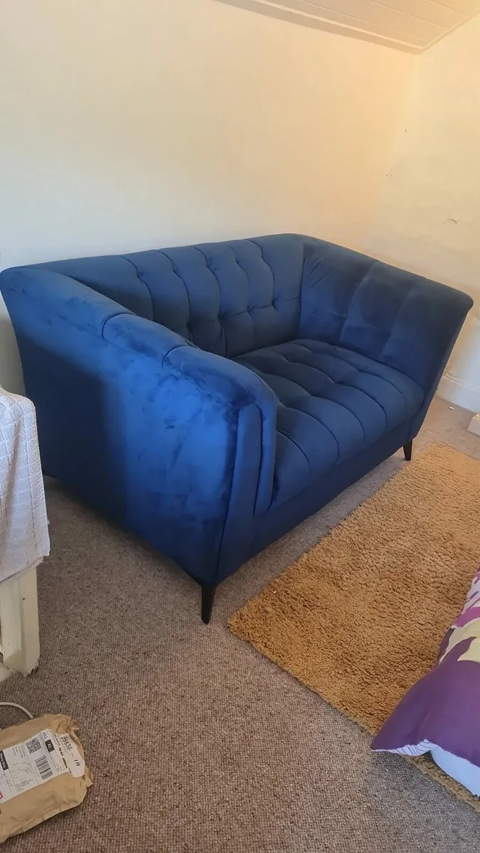 Blue Velvet Sofa - Image 2