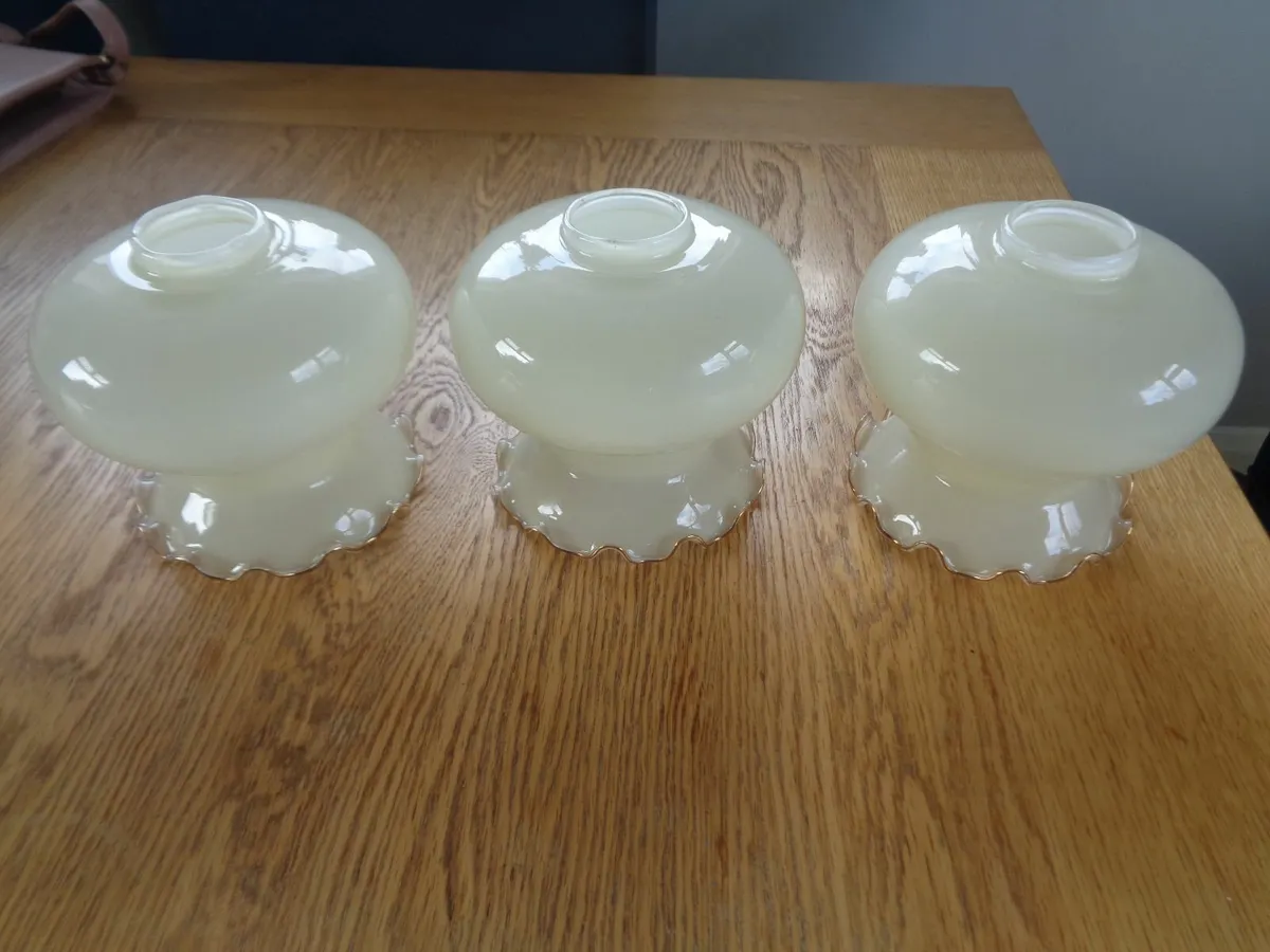 Vintage Glass Light Shades x 3 for Sale - Image 1