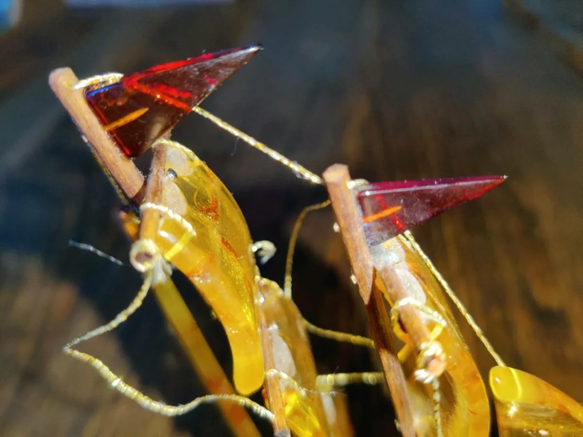 14TH CENTURY AMBER BOAT, 5"Tall Hand Made ! - Image 4