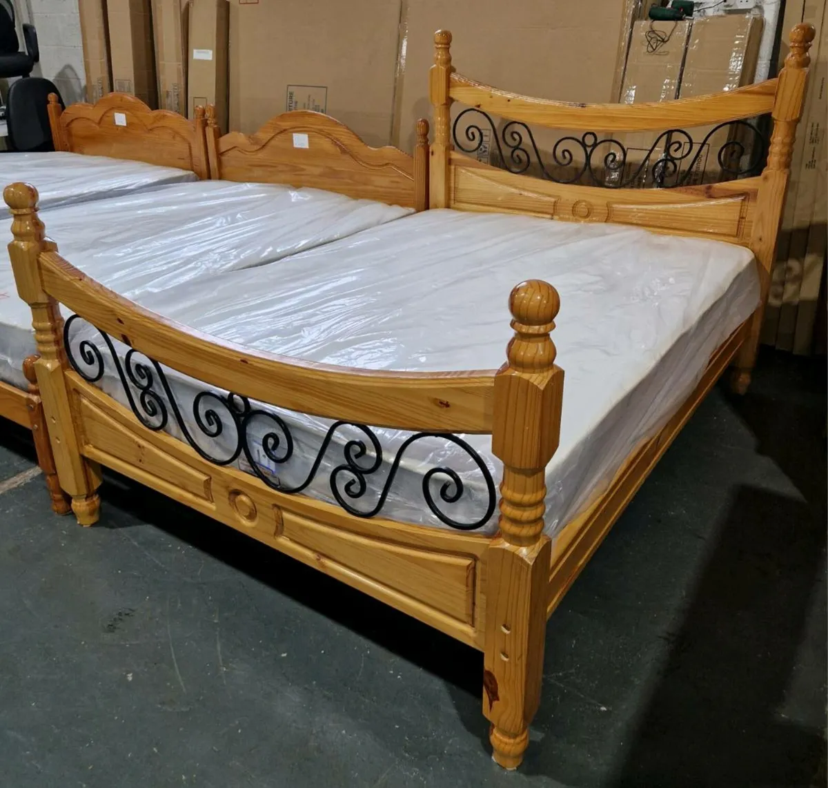 Heavy double bed with new mattress