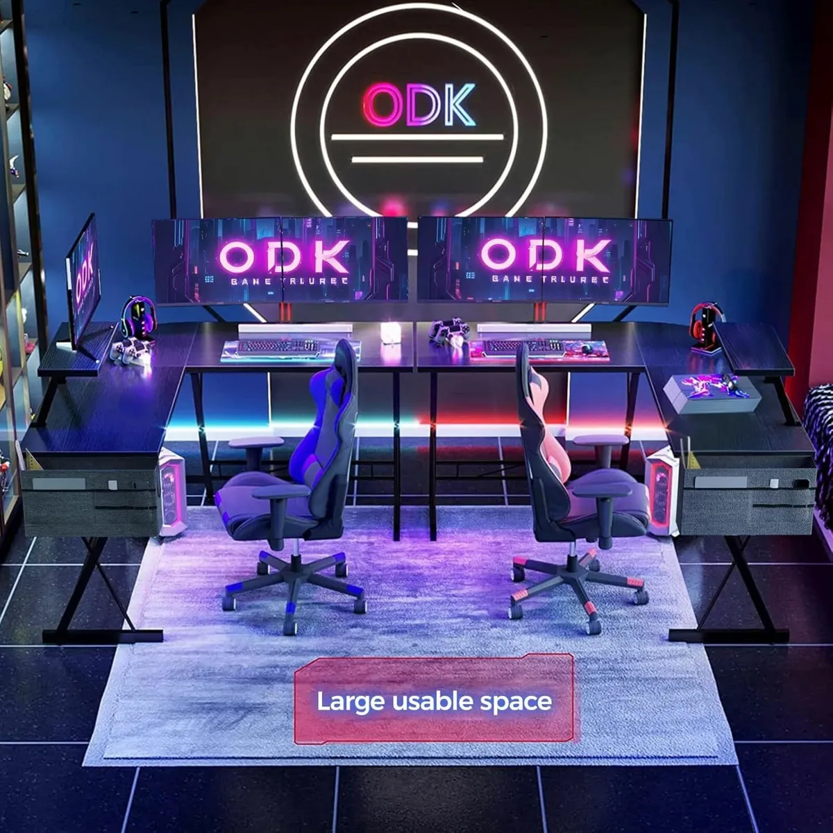 Black Gaming Office Desk Monitor Stand 127x127cm - Image 4