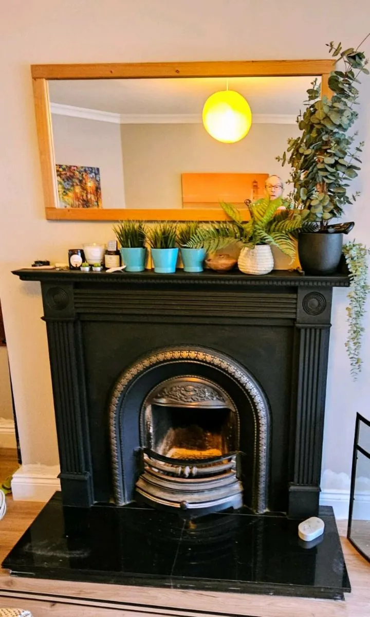 Wrought iron fire place with mantle piece - Image 1