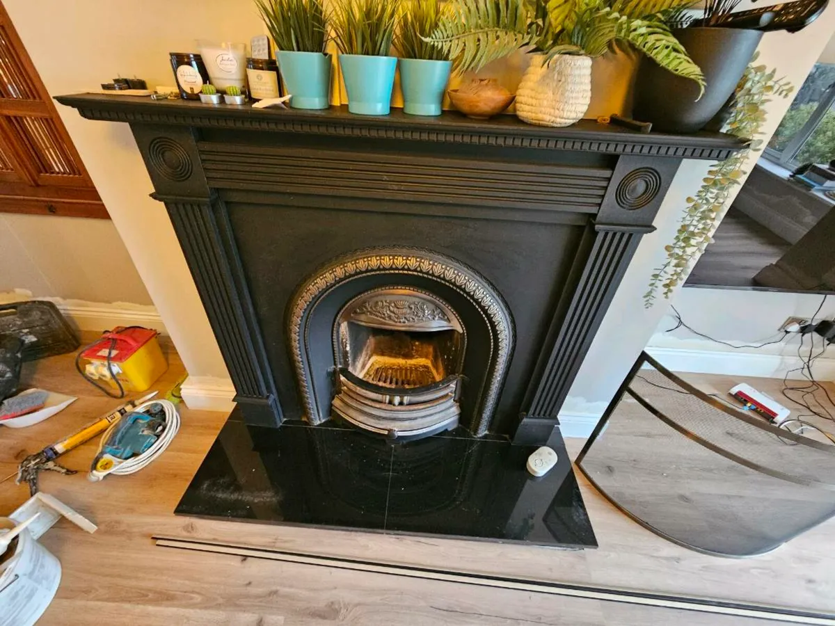 Wrought iron fire place with mantle piece - Image 2