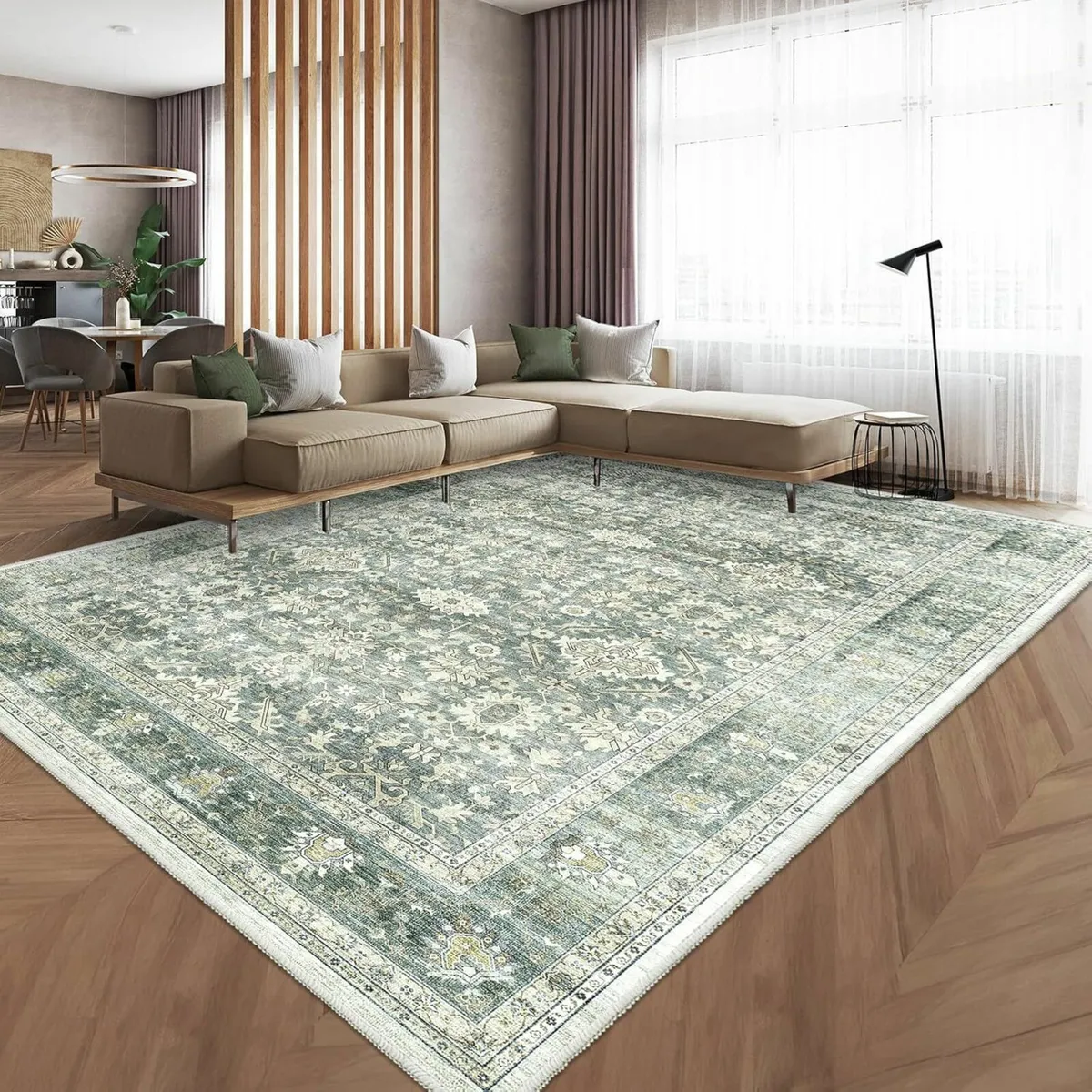 Vintage Green Large Rug Living Room Soft 240*340cm - Image 1