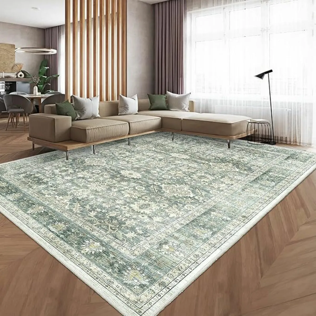 Vintage Green Large Rug Living Room Soft 240*340cm - Image 3