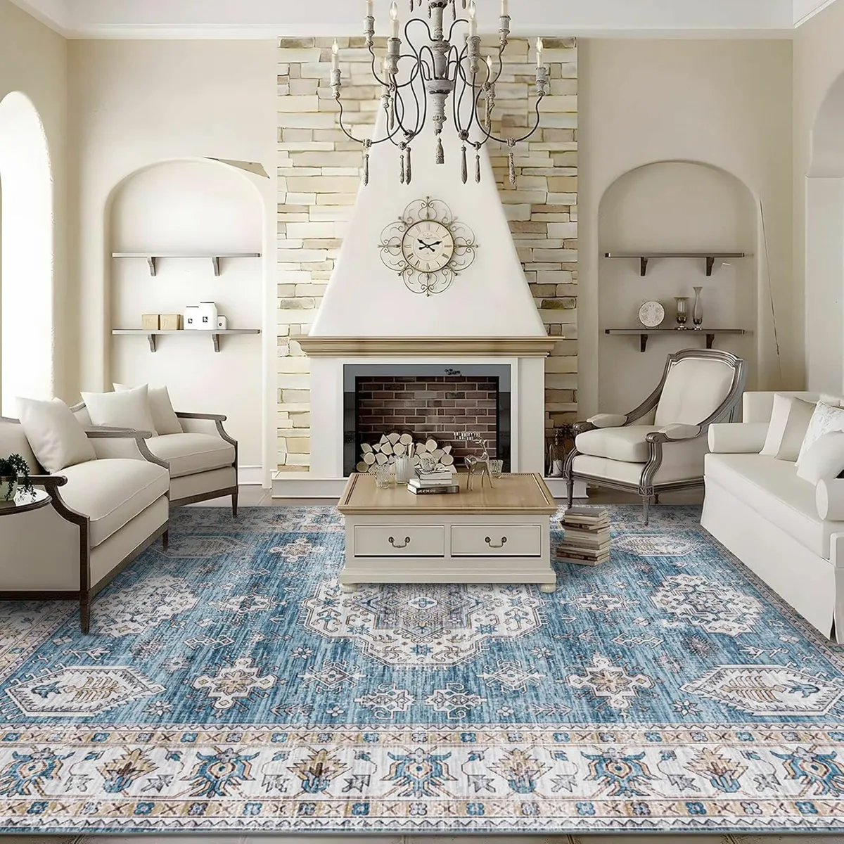 Large Blue Vintage Rugs Soft Living Room240x340cm - Image 1