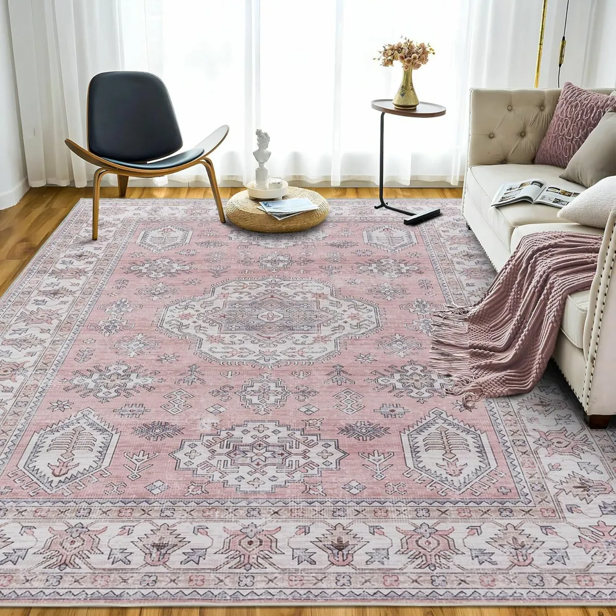 Large Pink Vintage Oriental 240x340cm Living Room - Image 1
