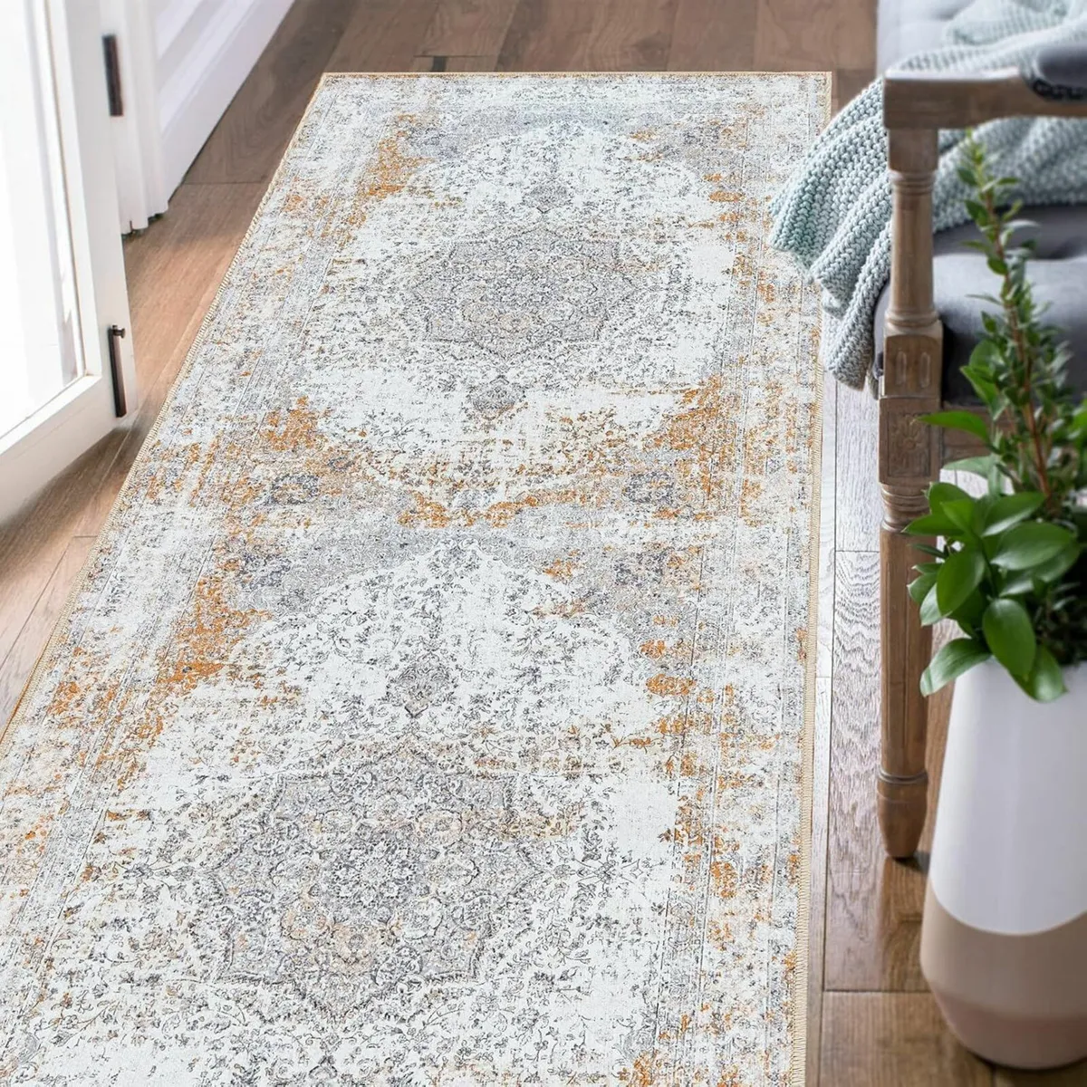 60x210cm Hallway Floral Rug Vintage Accent - Image 1