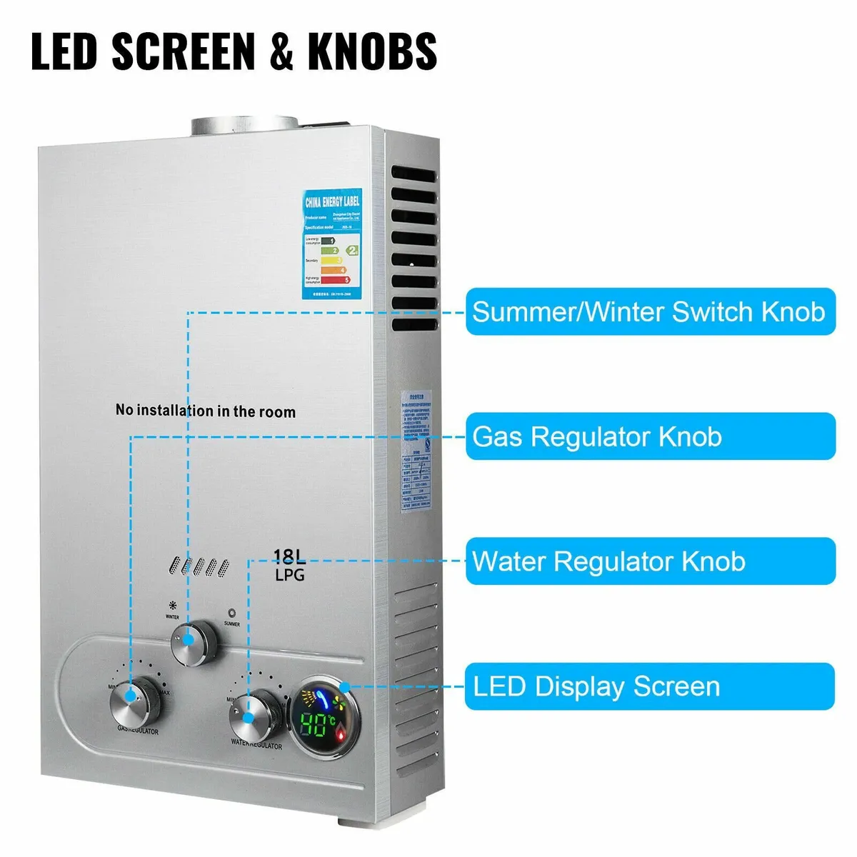 18L LPG Gas Shower Water Heater - Image 2