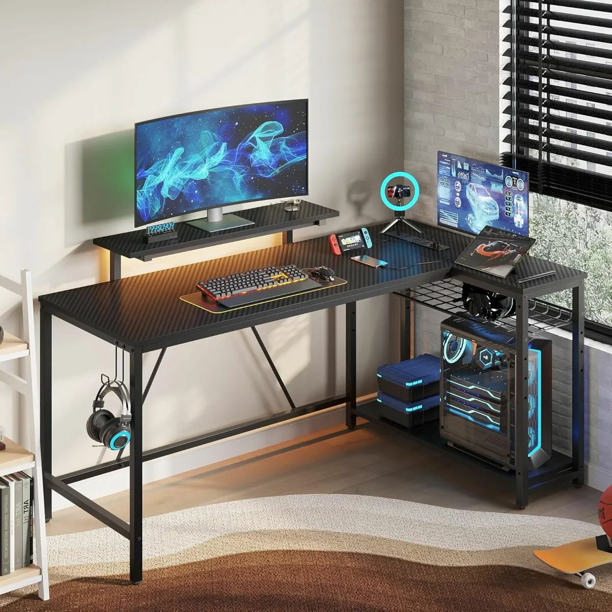 147cm L-Shaped LED Lights Office & Gaming Desk - Image 4