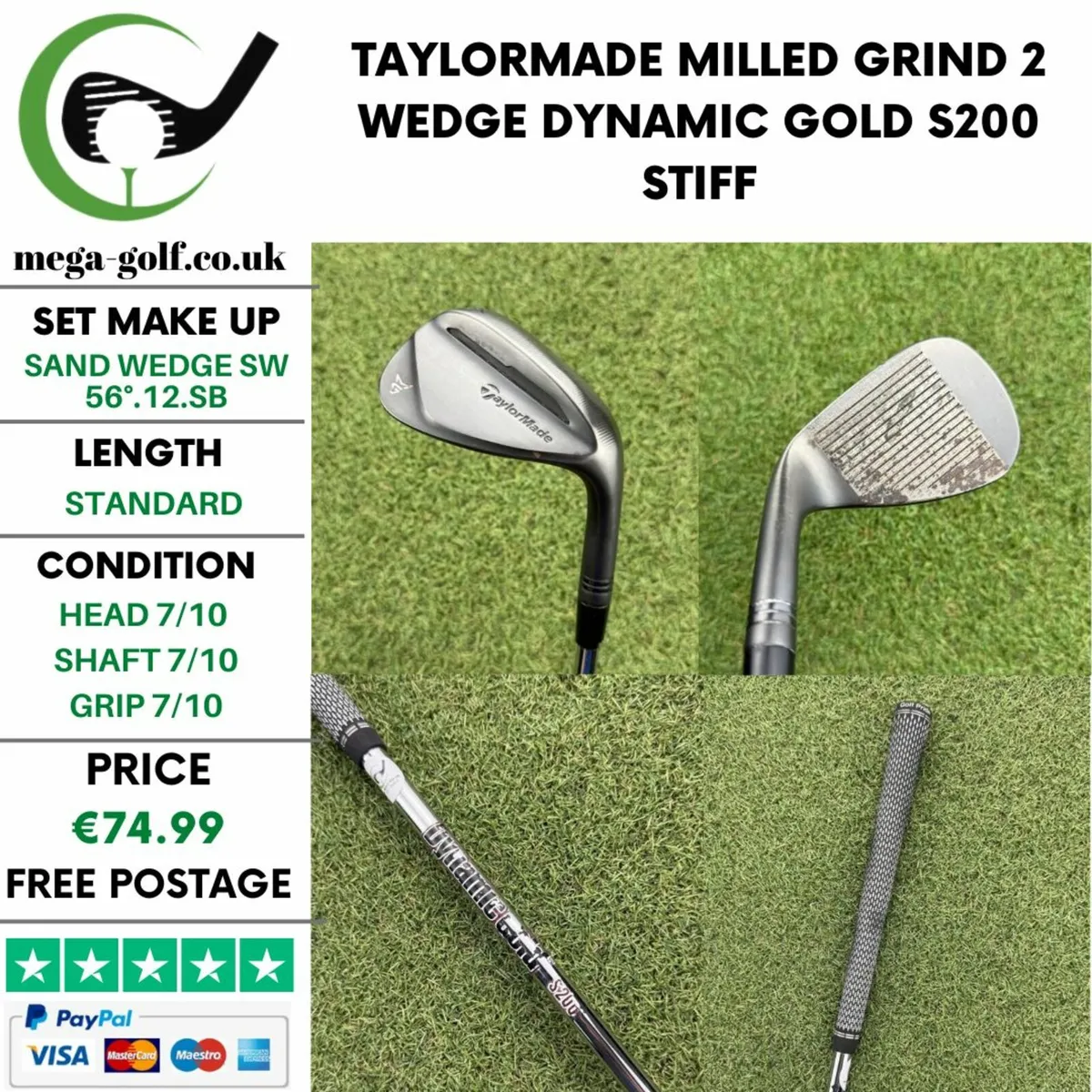 TAYLORMADE MILLED GRIND 2 WEDGE SW 56°.12.SB - Image 1