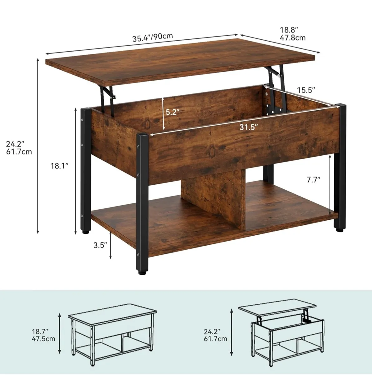 Lift Top Coffee Table, Easy-Lift - Image 2