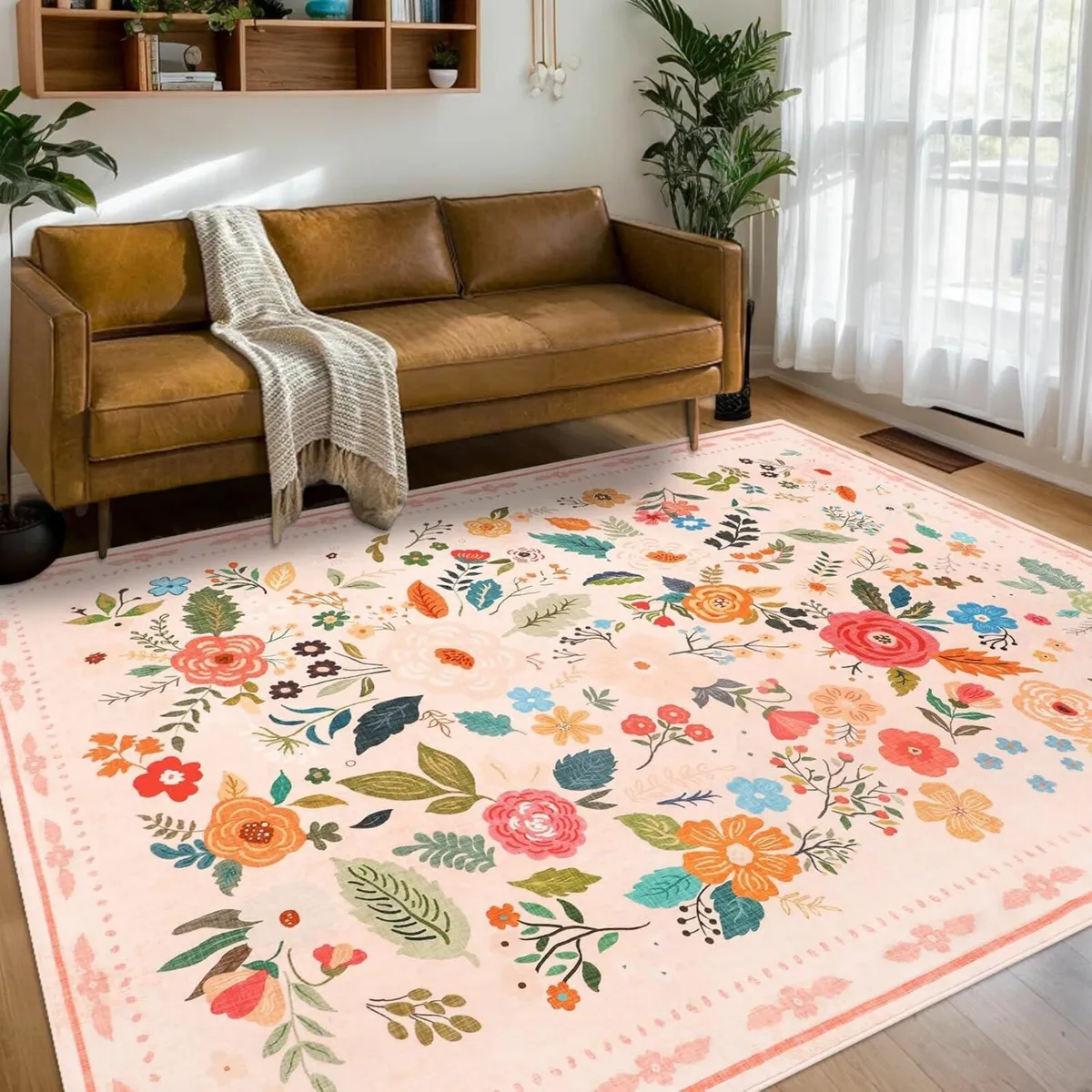 Pink Floral Rugs Living Room 160x230cm Bedroom - Image 1