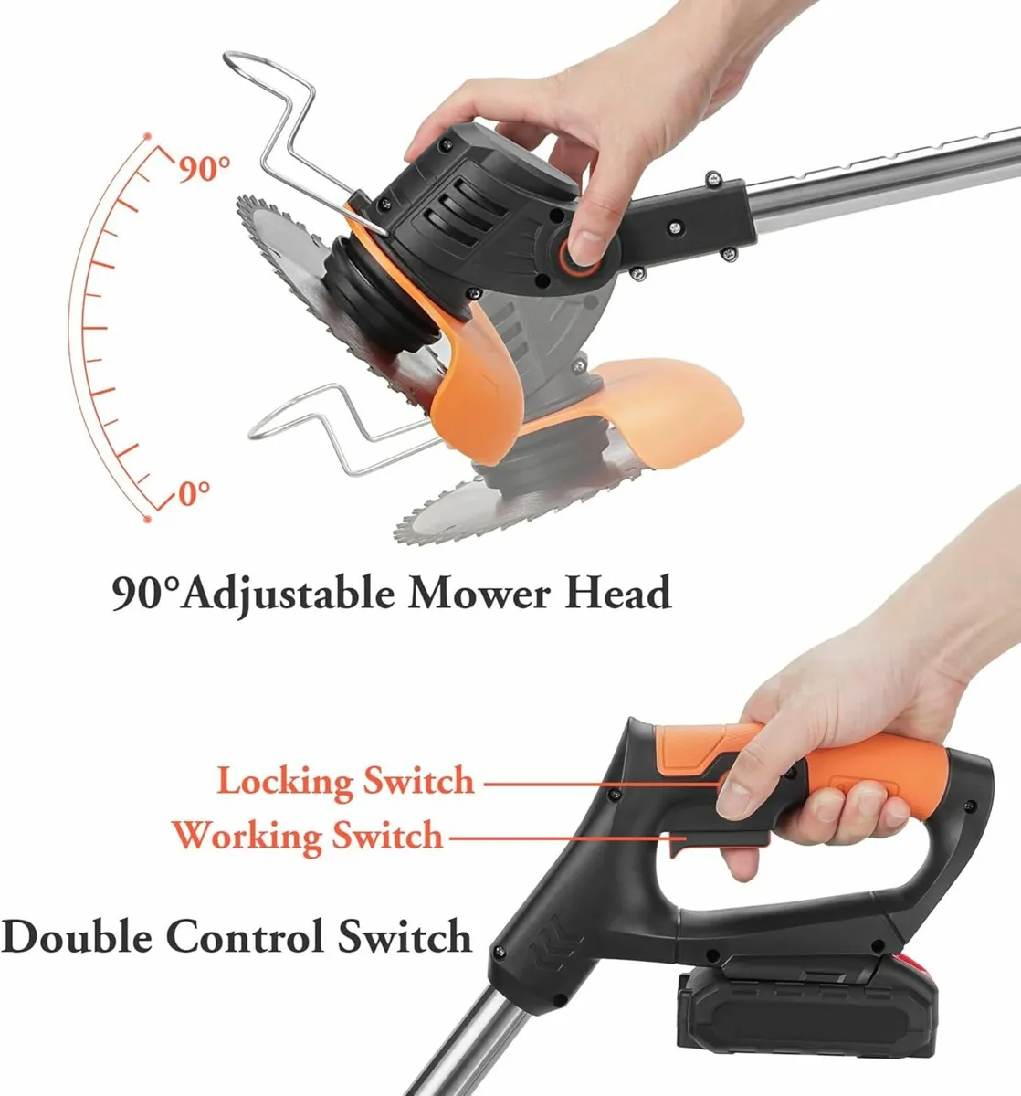 Cordless Grass Trimmer Charger 2 Battery Electric - Image 3