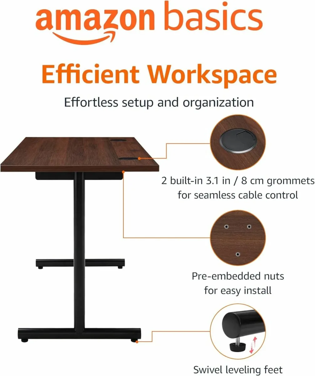 Office Computer Desk, Walnut Desktop 120 x 60cm - Image 4