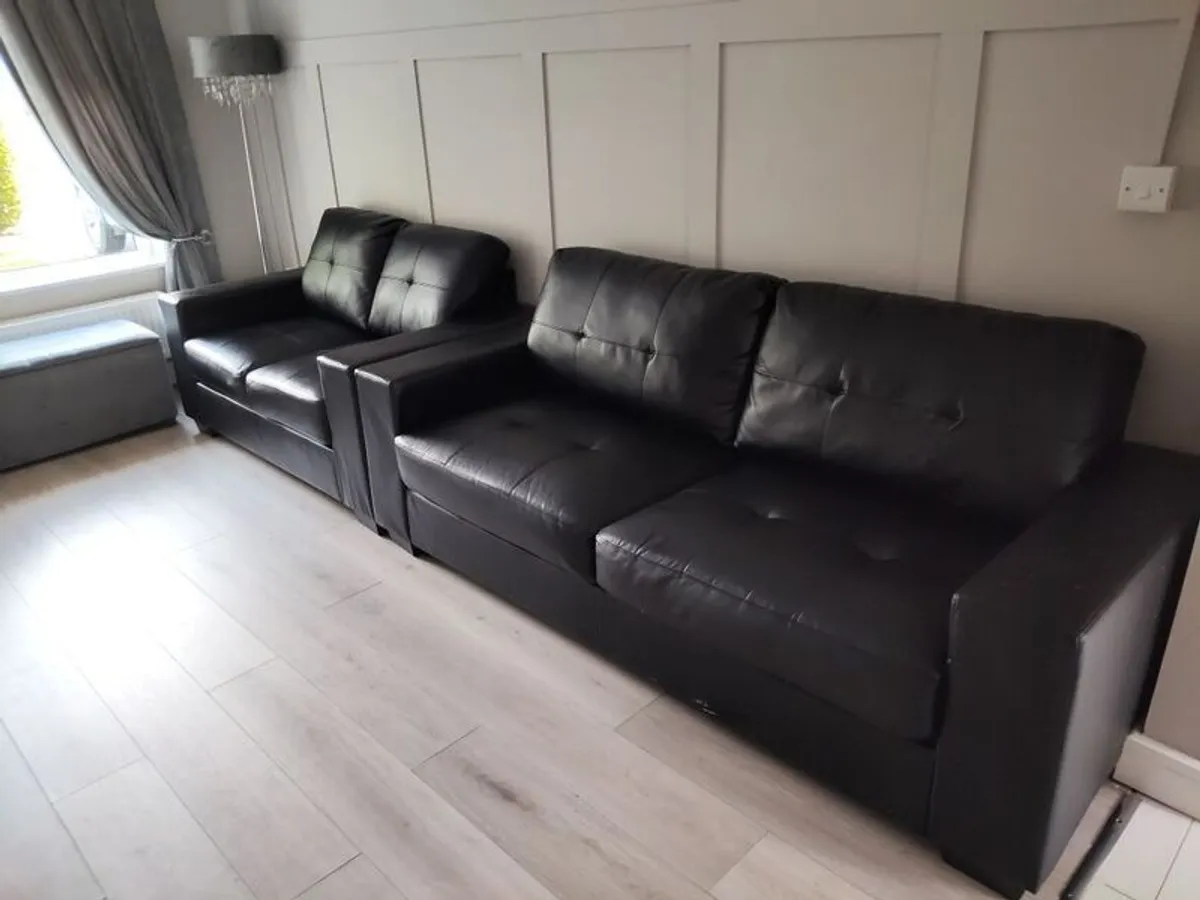 black leather sofa 2 +3 pair