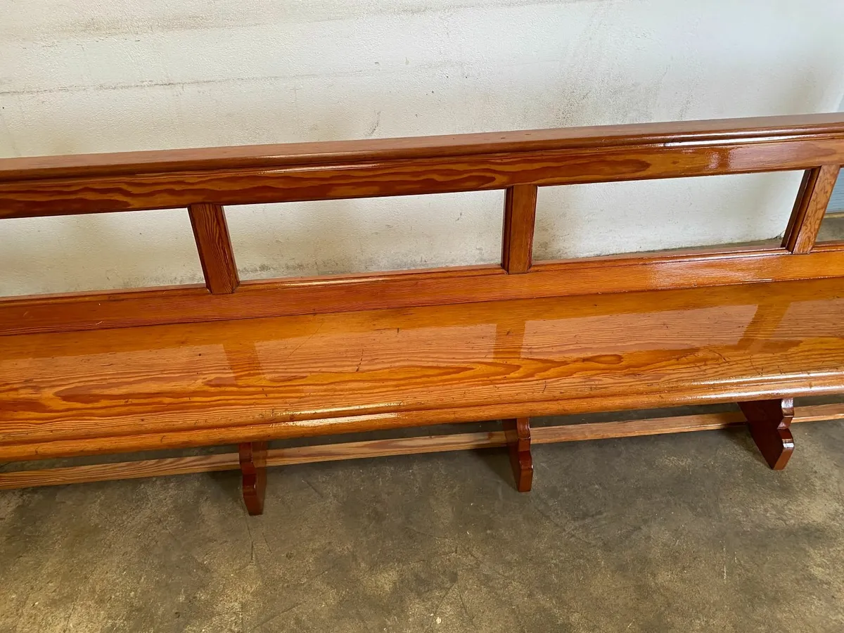Antique Red Heartwood Church Pew - Image 4