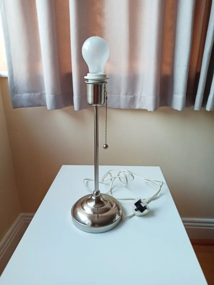 IKEA Arstid chrome finish table lamp pull cord switch with light pink lamp shade   H 53cm - Image 3