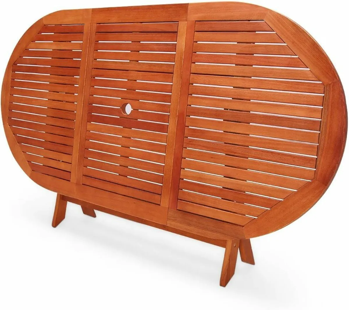 Foldable Acacia Wood Garden Table with Parasol Hol - Image 3