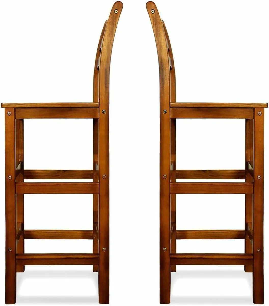 Set of 4 Rustic Wooden Barstools – Acacia Wood wit - Image 2