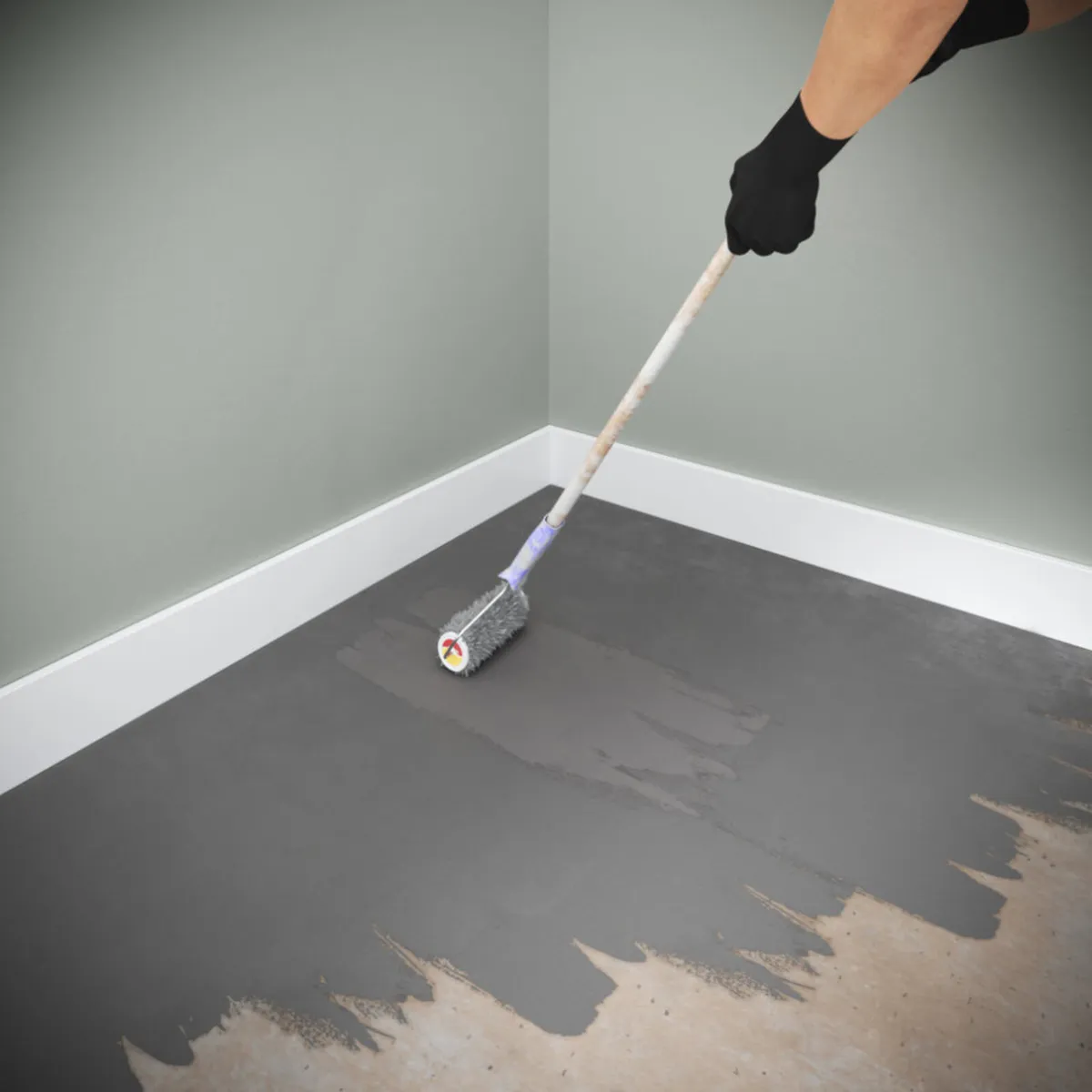 Grey floor paint delivered