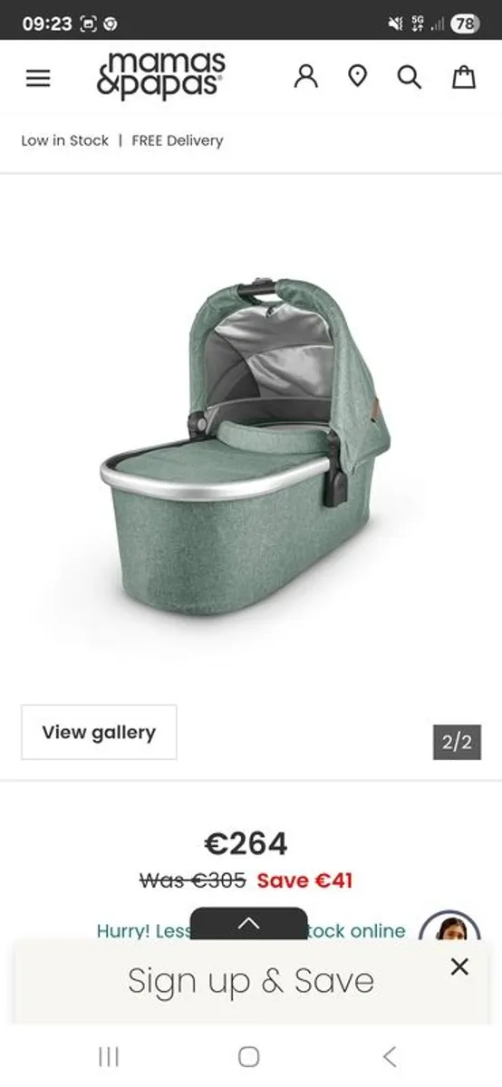 Uppababy bassinet and stand - Image 1