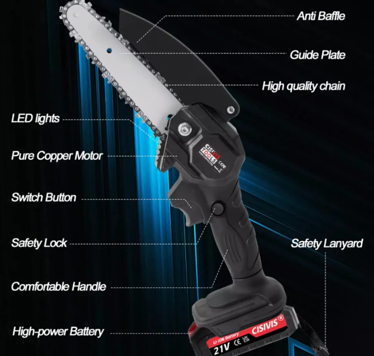 NEW Mini Chainsaw 4” 6” with 2 Batteries - Image 3
