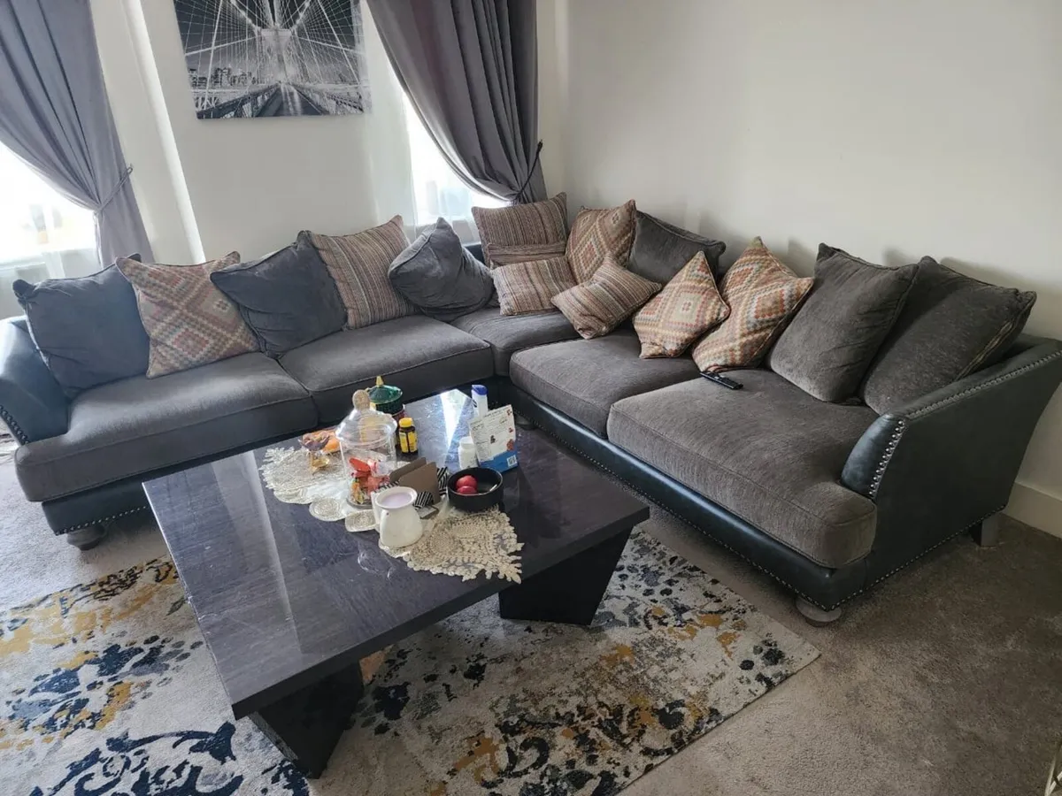 Living Room couch with marble table