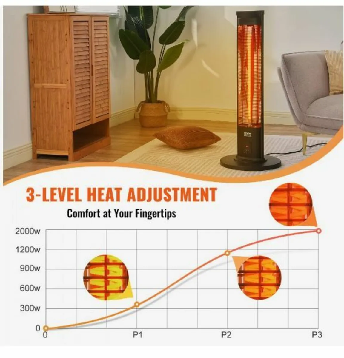 Infrared Heater 2000W Electric Space Heater - Image 3