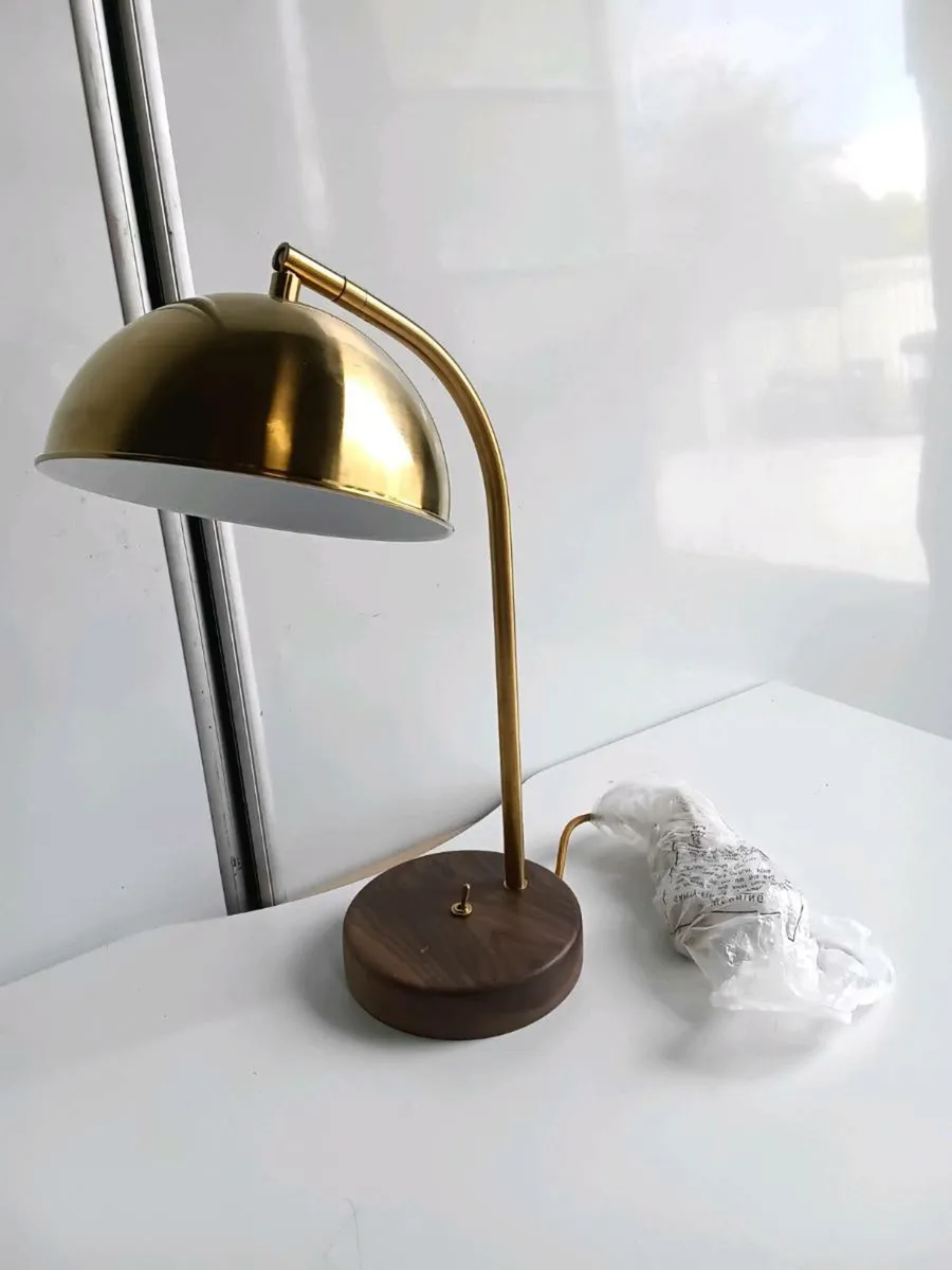 Chelsom Brass Dome Desk Lamp with Walnut Base - Image 2