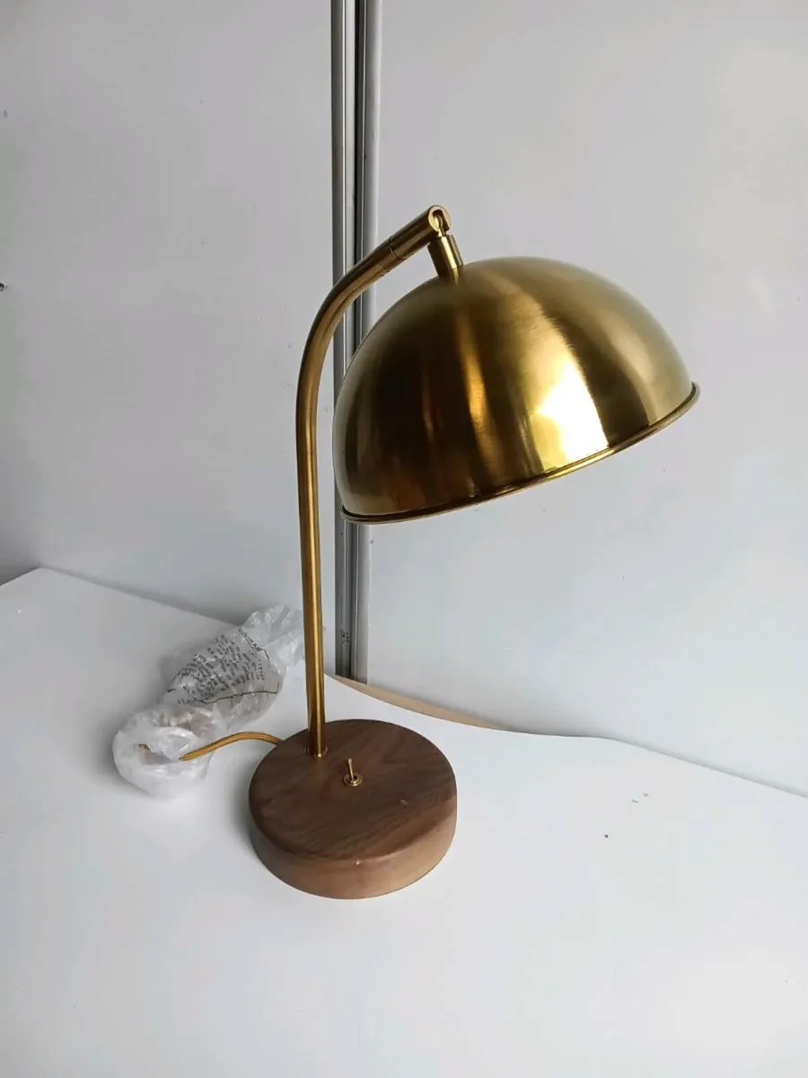 Chelsom Brass Dome Desk Lamp with Walnut Base - Image 4