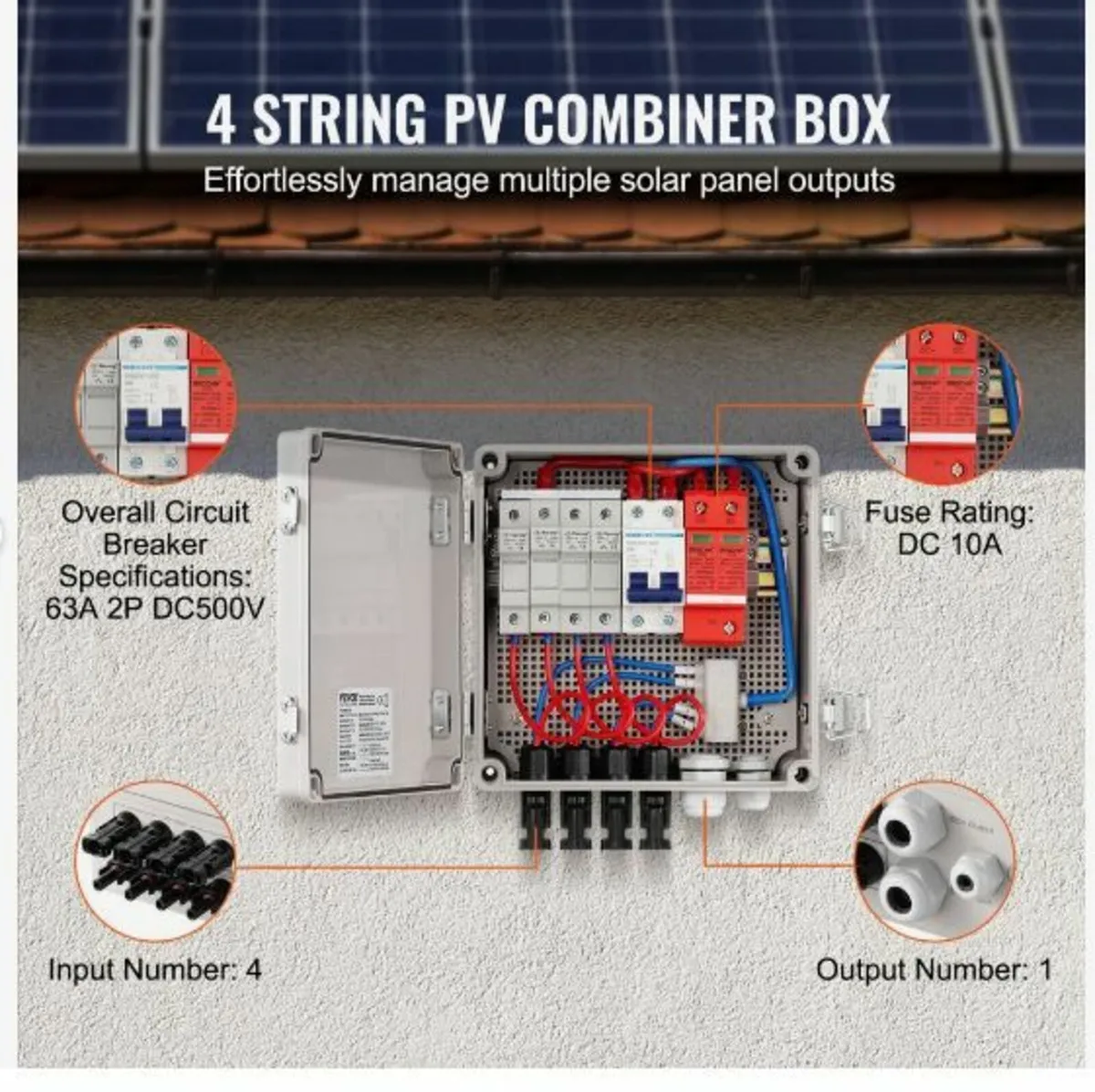 Solar PV Combiner Box 4 String 10A for Solar Panel - Image 3